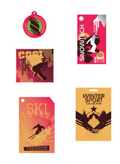 Fototapeta na wymiar set of cards with icons