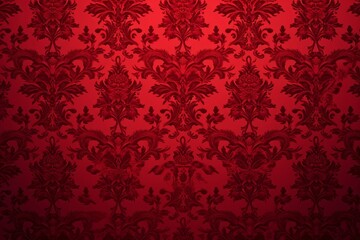 Red wallpaper with damask pattern, Generative AI