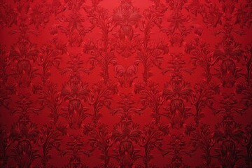 Red wallpaper with damask pattern, Generative AI