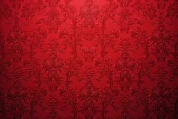 Fotobehang Red wallpaper with damask pattern, Generative AI © Art Fusion