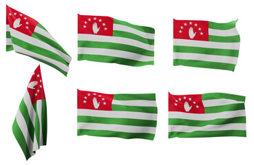 Large pictures of six different positions of the flag of Abkhazia