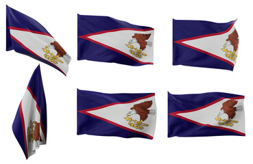 Large pictures of six different positions of the flag of American Samoa