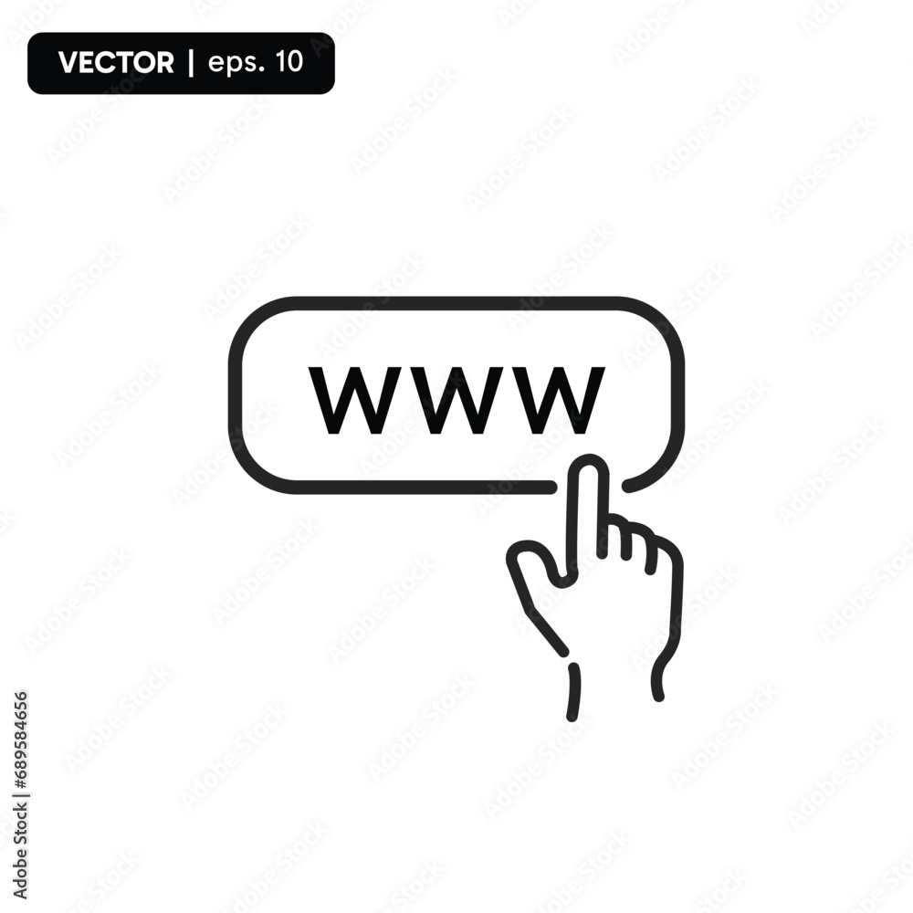 Poster click to go to website or internet line art icon for apps and websites