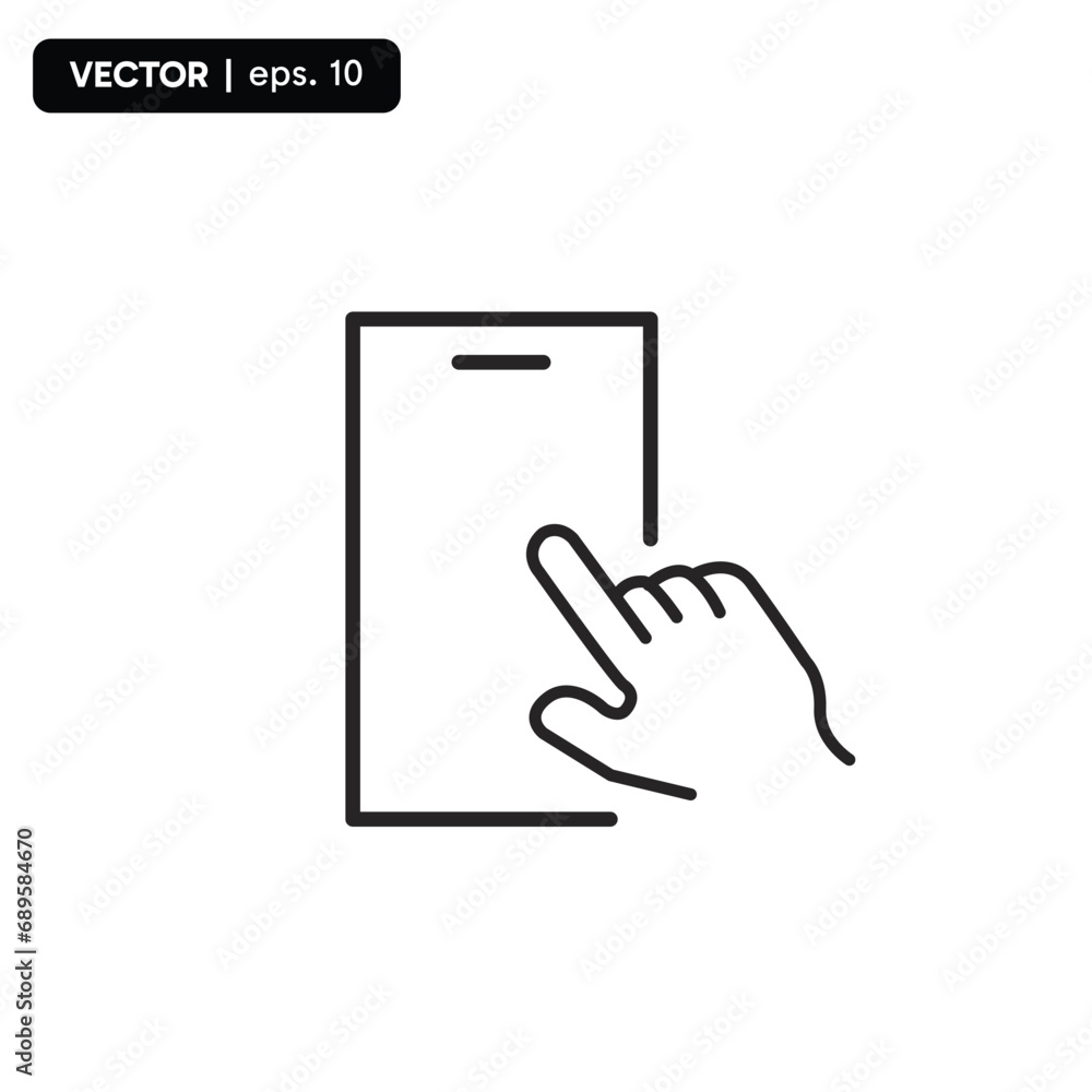 Aufkleber cellphone click icon, tutorial on using cellphone icon, vector eps 10