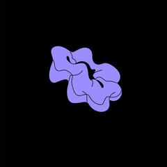 Vintage woman scrunchie, retro girl scrunchy. Bright hairstyle accessory in 90s style, cute violet headband for kids, old purple fabric hair band. Teen 80s fashion. Flat isolated vector illustration