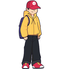 Obraz premium Cartoony Gen Z Guy in Stylish Hoodie Jacket and Hat