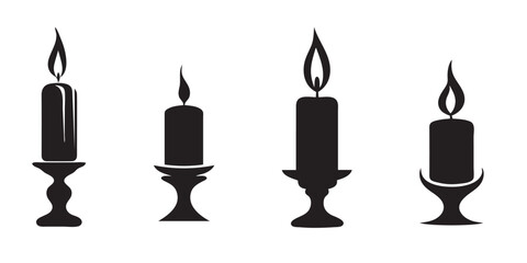 Fototapeta na wymiar Set of burning candles