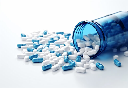 Medical image of blue and white capsule tablets