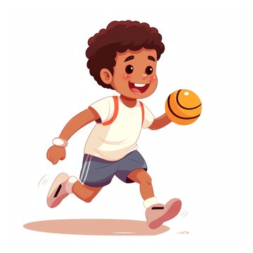 a cartoon of a boy running with a ball