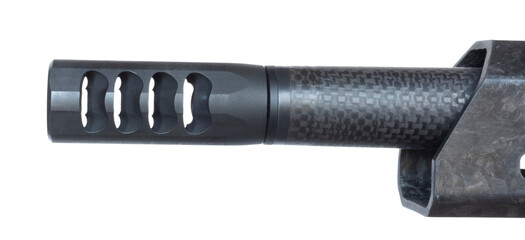 Mounted muzzle brake seen from the sides