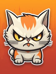 Evil Kitten sticker in cartoon style isolated isolated, AI