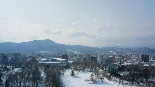 4K Time lapse of Sapporo city in Winter, Japan.
