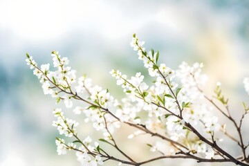 Obraz premium spring watercolor twig, white backdrop