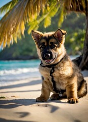 "Little Island Pioneers"
Embark on an adorable adventure as German Shepherd puppies explore the mysteries of secluded islands. Watch their tiny paws leave imprints on white sandy beaches, their playfu