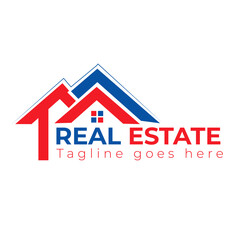 Real estate logo design template luxury red and blue with white background vector EPS file property logo business logo design
