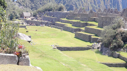 The Terraces and Platforms of Machu Picchu, Peru, South America.  