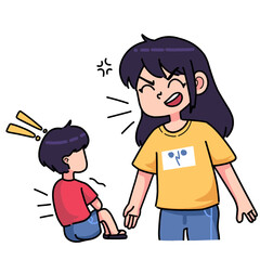 woman shouts at her boyfriend and he looks shocked and silent without saying a word. cartoon couple expression illustration