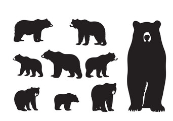 Bear silhouettes on the white background