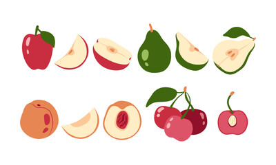Set of fruits. 11 vector elements