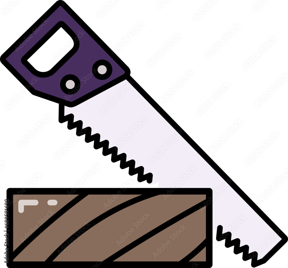 Sticker sawing wood icon