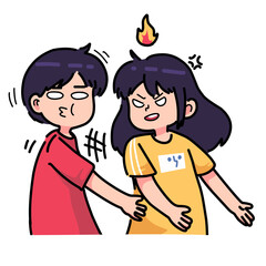 The woman was angry and slapped her boyfriend because there was a conflict in their relationship. cartoon expression couple illustration