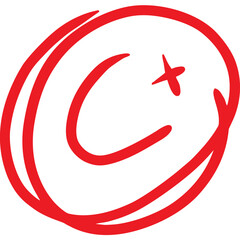 Obraz premium Grade result C plus. Test exam mark report vector illustration. 