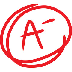 Obraz premium Grade result A minus. Test exam mark report vector illustration. 