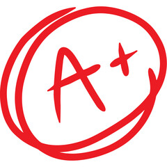 Grade result A plus. Test exam mark report vector illustration. 