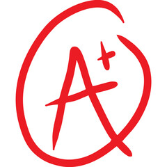 Grade result A plus. Test exam mark report vector illustration. 