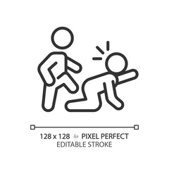 2D pixel perfect editable black abandonment icon, isolated simple vector, thin line illustration representing psychology.