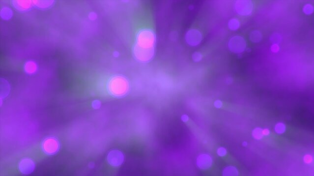 Magical bright colorful animated circles with rays of light on a background of animated purple smoke.