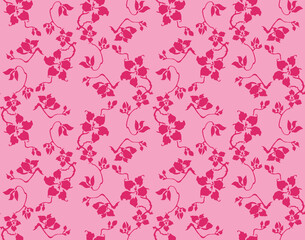 Japanese Wild Flower Branch Vector Seamless Pattern
