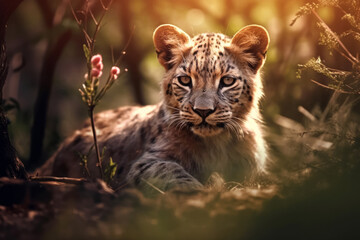 Baby tiger in soft backlight