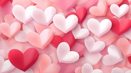 abstract composition with volumetric hearts in pink colors, modern, in vector style, multilayer, banner. creative design for Valentine's Day or Wedding. High quality photo