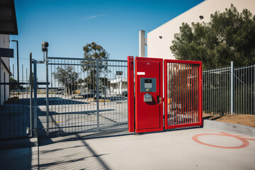 A secure entry gate to a self-storage facility