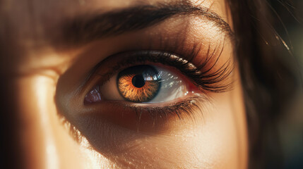 close up of a female eye