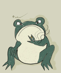 smoking frog cartoon 