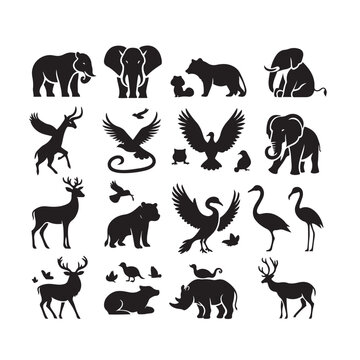 Animal Silhouette: Ethereal Beings of the Tropics in Silhouetted Serenity Black Vector Animals Silhouette
