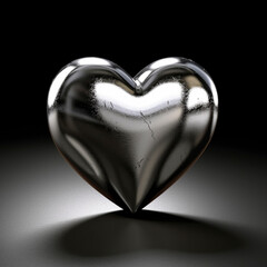 A heart-shaped creation molded from shining silver, embodying elegance, sophistication, and the timeless allure of love in its sleek and precious metallic form.