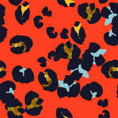 Leopard gold spots seamless pattern design in vector. Trendy colors