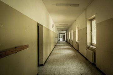 The abandoned German military base building.