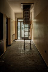 The abandoned German military base building.