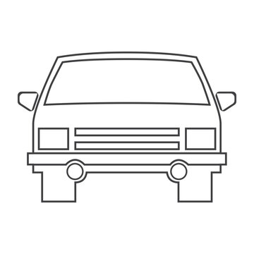 Sedan car line art vector icon monochrome illustration. A hand drawn vector line art of a sedan car.