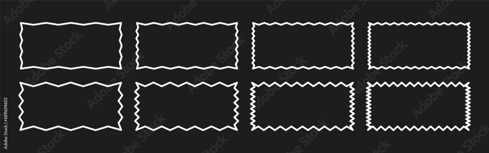 Aufkleber wavy edge rectangle line frame. linear zigzag badges collection
