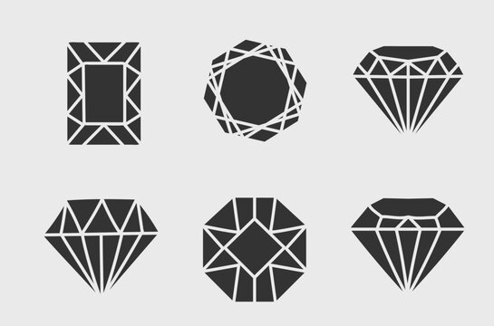 Set of diamonds in flat style. Linear outline sign. Vector icon logo design diamonds. Jewel and gem icons and symbols. Effect background Diamond Shapes gemstone. Star sparkling stars glittery