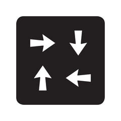 Arrows in different direction icon vector. Four Arrows logo design. Recycling vector icon illustration in square isolated on white background