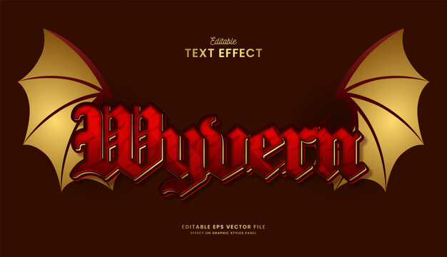 decorative editable red wyvern text effect vector design