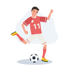 football player. Man Kicking Ball. Soccer Player. male characters playing football.