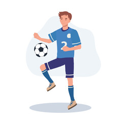 Obraz premium football player. Man Kicking Ball. Soccer Player. male characters playing football.