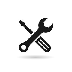 Tools icon symbol. Repair icon vector. Wrench and screwdriver icon.